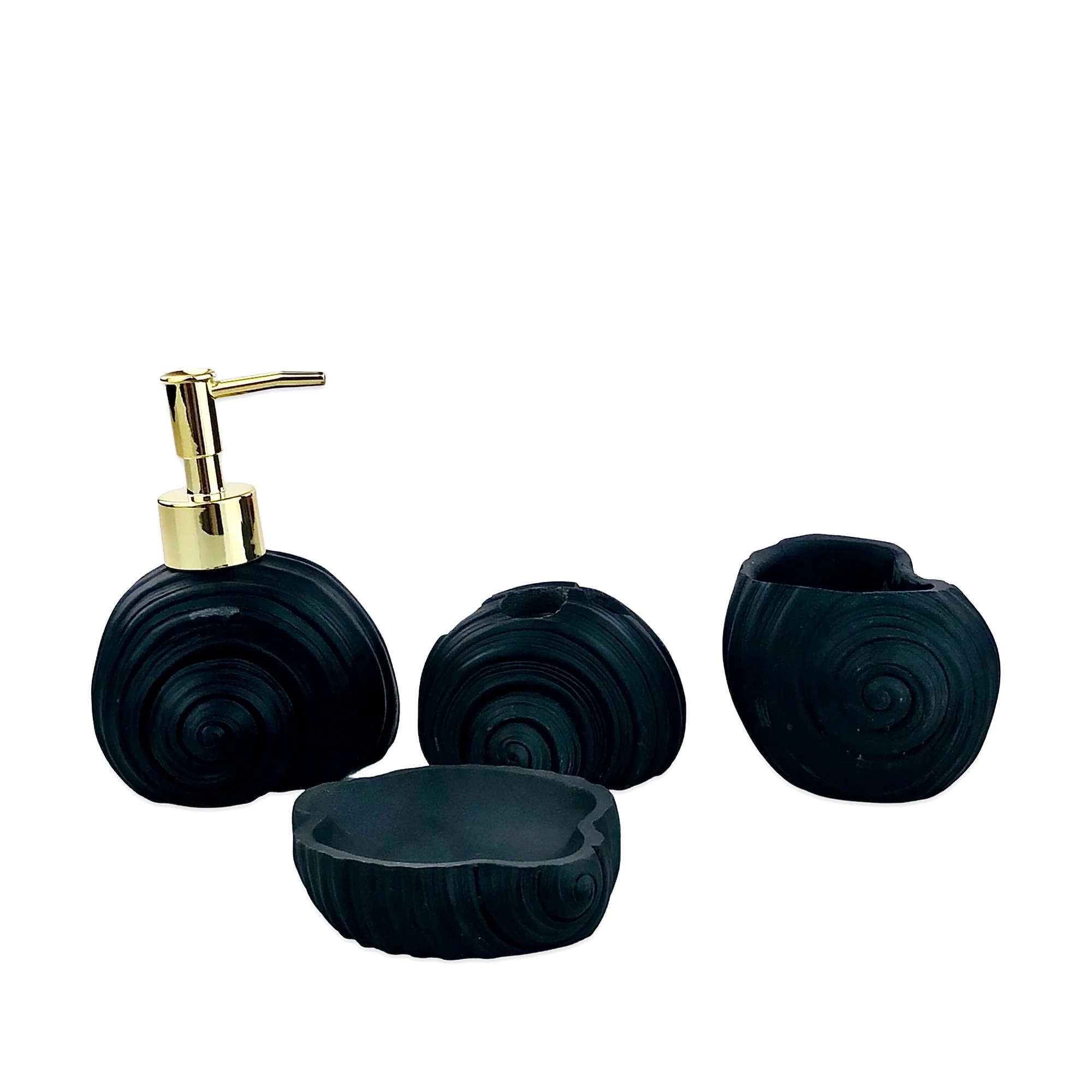 SEA-SHELL BATHROOM SET (BLACK)