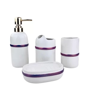 ELEGANT STRAP LINE BATH SET (WHITE)