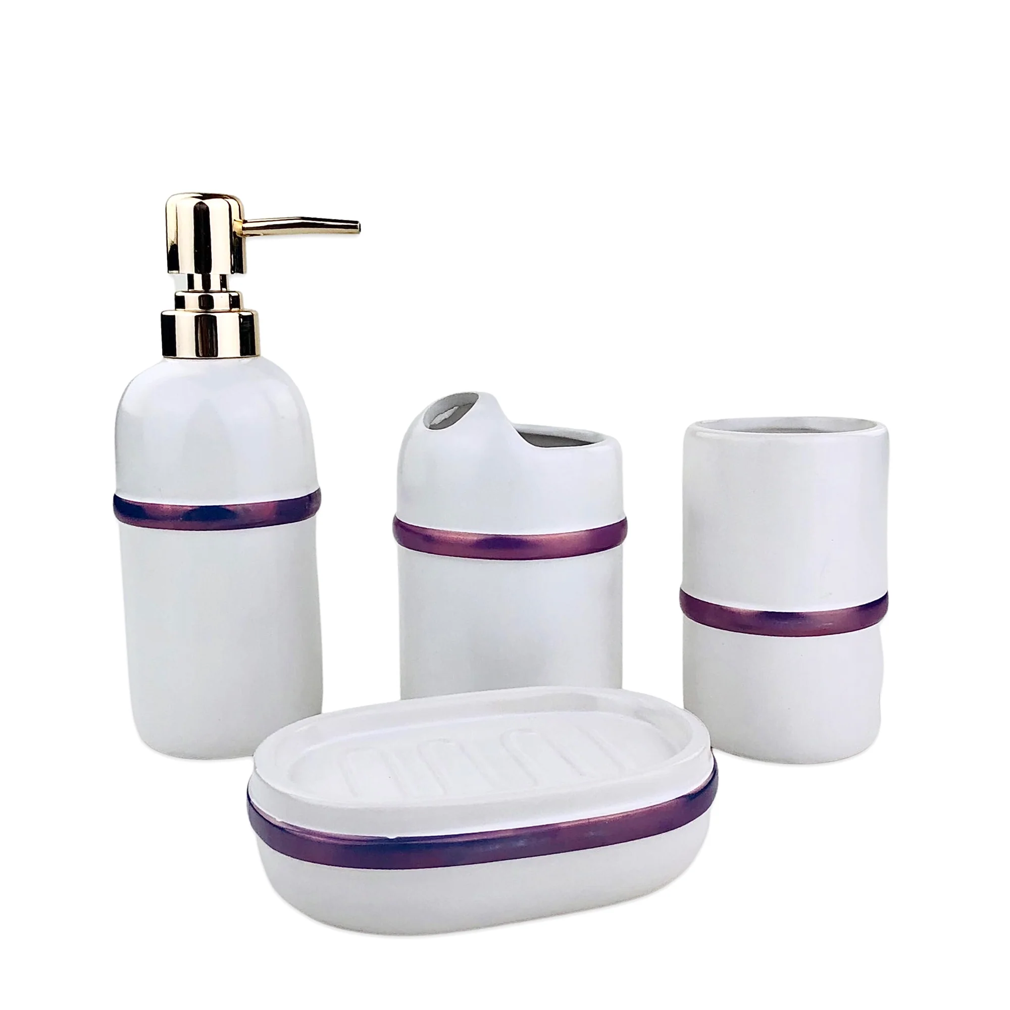 ELEGANT STRAP LINE BATH SET (WHITE)