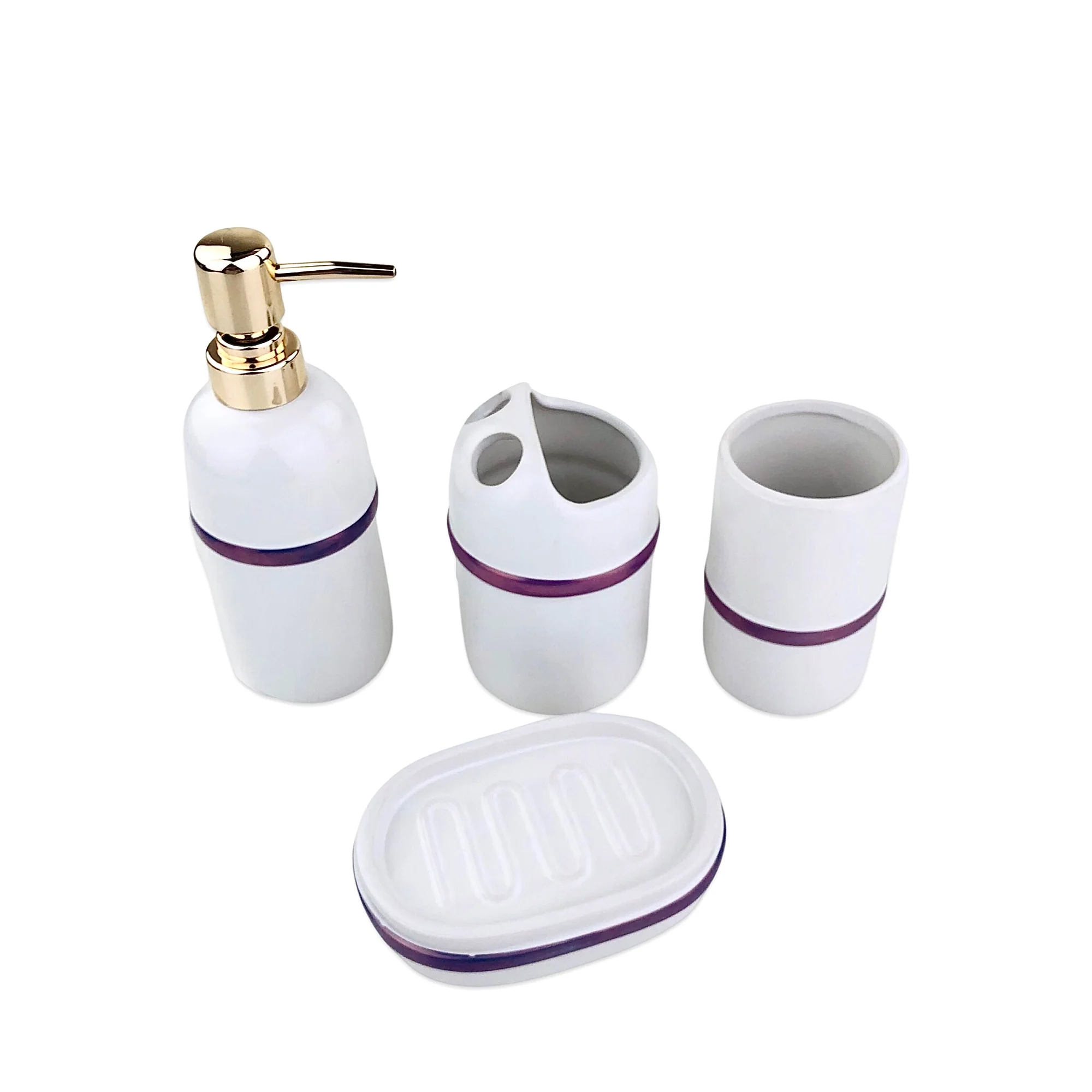 ELEGANT STRAP LINE BATH SET (WHITE) - Image 2